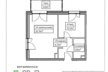 Rzut - Mieszkanie na sprzedaż 2 pokoje o powierzchni 39,14 m² - numer 10 w Działkowa 68