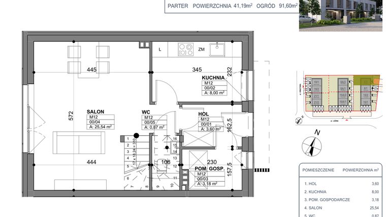 Rzut - Dom na sprzedaż 4 pokoje o powierzchni 82,62 m² - numer 8/2 w Osiedle Leśny Zakątek