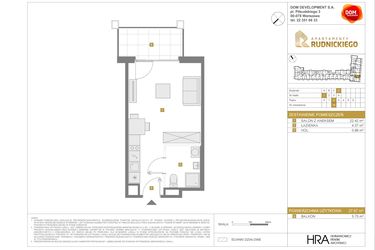 Rzut - Mieszkanie na sprzedaż 1 pokój o powierzchni 27,67 m² - numer D.19 w Apartamenty Rudnickiego