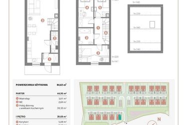 Rzut - Dom na sprzedaż 4 pokoje o powierzchni 84,63 m² - numer 1A w Bursztynowa Polana