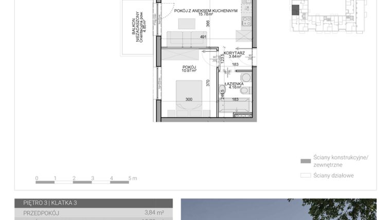 Rzut - Mieszkanie na sprzedaż 2 pokoje o powierzchni 34,75 m² - numer M-57 w Osiedle Radosne