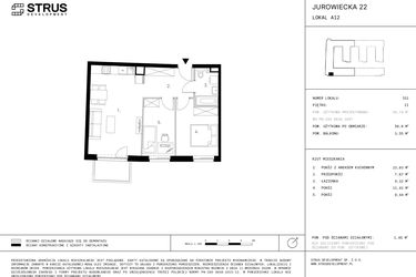 Rzut - Mieszkanie na sprzedaż 3 pokoje o powierzchni 56,6 m² - numer 2.A12-152 w Jurowiecka 22