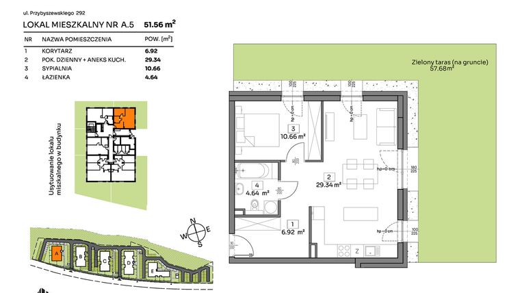 Rzut - Mieszkanie na sprzedaż 2 pokoje o powierzchni 51,56 m² - numer A.5 w Och!Widzew