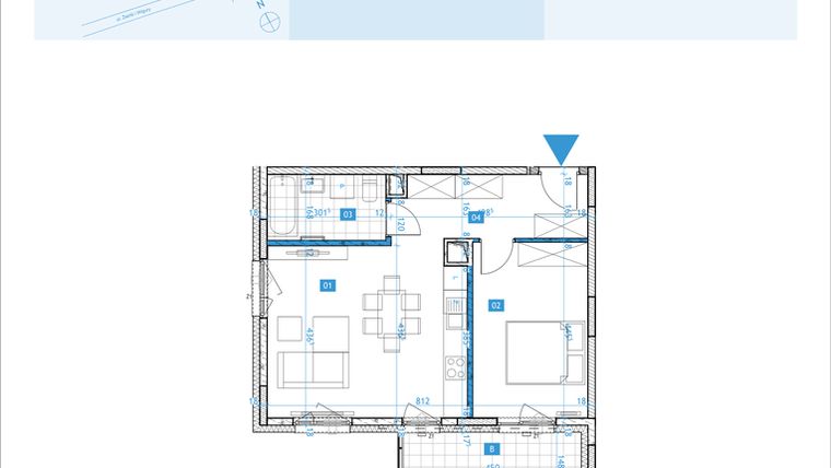 Rzut - Mieszkanie na sprzedaż 2 pokoje o powierzchni 48,77 m² - numer F23 w Osiedle Botaników etap F