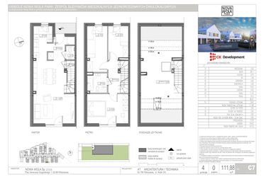 Rzut - Dom na sprzedaż 4 pokoje o powierzchni 111,88 m² - numer C.7 w Nova Wola Park