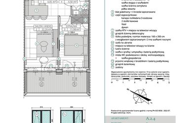 Rzut - Mieszkanie na sprzedaż 2 pokoje o powierzchni 42,87 m² - numer A.2.4 w Remedium