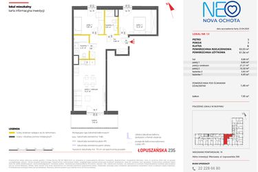 Rzut - Mieszkanie na sprzedaż 3 pokoje o powierzchni 63,03 m² - numer 58 w Neo Nova Ochota
