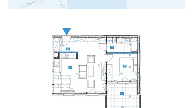 Rzut - Mieszkanie na sprzedaż 2 pokoje o powierzchni 48,29 m² - numer E17 w Osiedle Botaników etap E