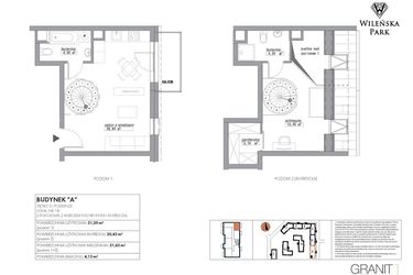 Rzut - Mieszkanie na sprzedaż 2 pokoje o powierzchni 51,63 m² - numer A18 w Wileńska Park
