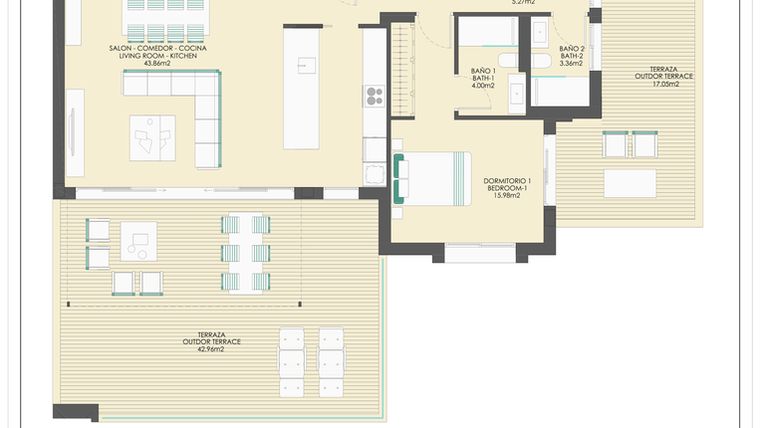 Rzut - Mieszkanie na sprzedaż 3 pokoje o powierzchni 153,03 m² - numer B24B w Arrecife by UrbinCasa