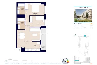 Rzut - Mieszkanie na sprzedaż 2 pokoje o powierzchni 69,03 m² - numer 1-B w Mieszkania w Alicante - 48158915