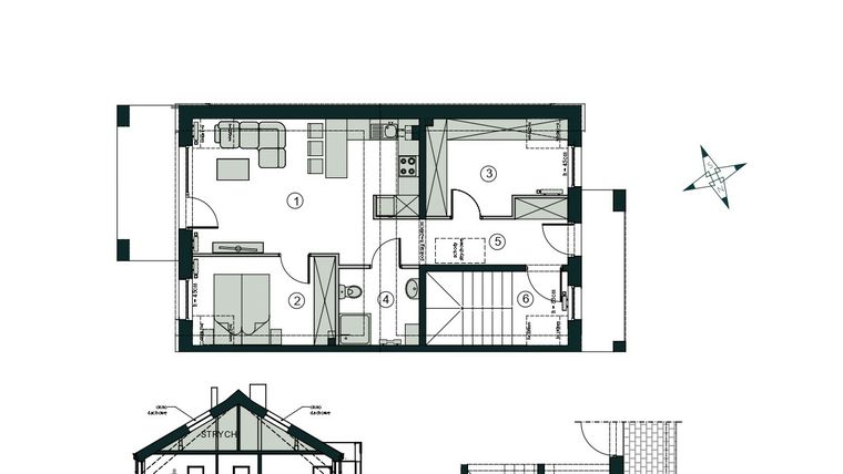 Rzut - Mieszkanie na sprzedaż 3 pokoje o powierzchni 66,43 m² - numer R2 w Aleja Wiśniowa Pogórze