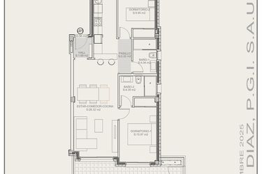 Rzut - Mieszkanie na sprzedaż 2 pokoje o powierzchni 63,96 m² - numer G2.1 w Residencial La Isla III
