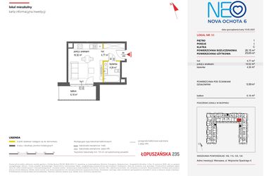 Rzut - Mieszkanie na sprzedaż 1 pokój o powierzchni 26,15 m² - numer 96 w Neo Nova Ochota 6