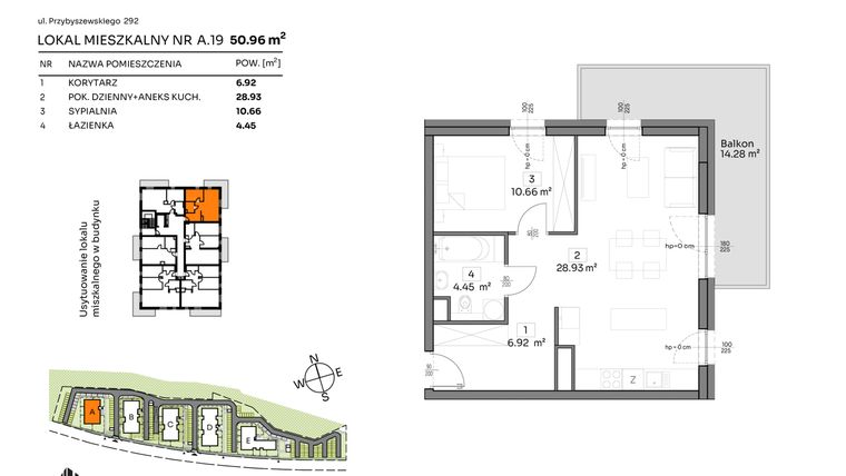 Rzut - Mieszkanie na sprzedaż 2 pokoje o powierzchni 50,96 m² - numer A.19 w Och!Widzew