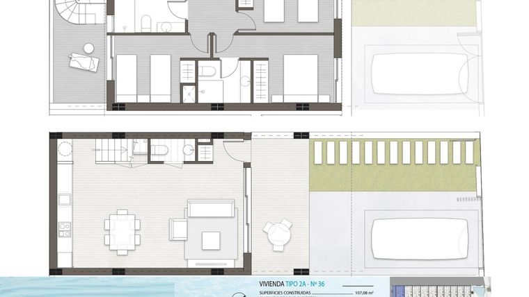 Rzut - Dom na sprzedaż 3 pokoje o powierzchni 107,08 m² - numer 33 w Domy w Torre de la Horadada - 65010153