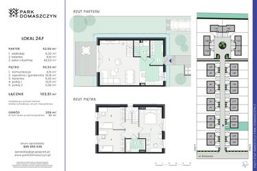 Rzut - Dom na sprzedaż 5 pokoi o powierzchni 103,51 m² - numer 24F w Park Domaszczyn 2 - etap 5