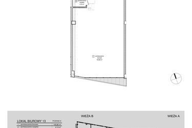 Rzut - Lokal użytkowy na sprzedaż 1 pokój o powierzchni 112,1 m² - numer P01/B13 w Sokolska 30 Towers