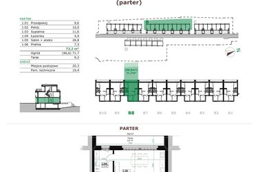 Rzut - Mieszkanie na sprzedaż 3 pokoje o powierzchni 72,2 m² - numer B.8.1. w Dębowe Zacisze