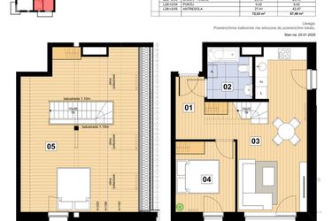 Rzut - Mieszkanie na sprzedaż 3 pokoje o powierzchni 72,03 m² - numer L-28 w Mickiewicza 21 Residence