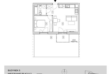 Rzut - Mieszkanie na sprzedaż 2 pokoje o powierzchni 41,28 m² - numer B5-K3-0-2 w ATAL Strachowicka II
