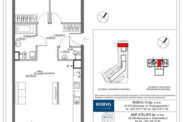 Rzut - Mieszkanie na sprzedaż 3 pokoje o powierzchni 67,64 m² - numer RM/1A/D/4/3 w Rytm Mokotowa - etap 1A