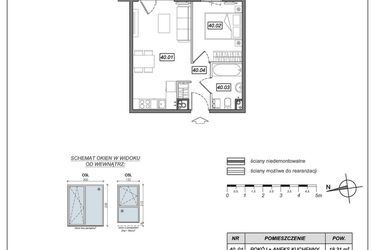 Rzut - Mieszkanie na sprzedaż 2 pokoje o powierzchni 35,19 m² - numer 9.A.40 w Urzeka bud. 9