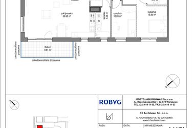 Rzut - Mieszkanie na sprzedaż 3 pokoje o powierzchni 78,49 m² - numer A.1M01 w Kobieli 4