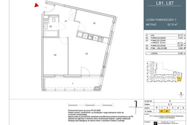 Rzut - Mieszkanie na sprzedaż 2 pokoje o powierzchni 52,7 m² - numer L81 w Morwowa 5 - Apartamenty inwestycyjne