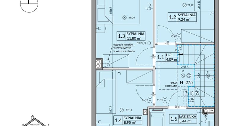 Rzut - Dom na sprzedaż 4 pokoje o powierzchni 85,17 m² - numer 169A w Arkady Walendów etap 5