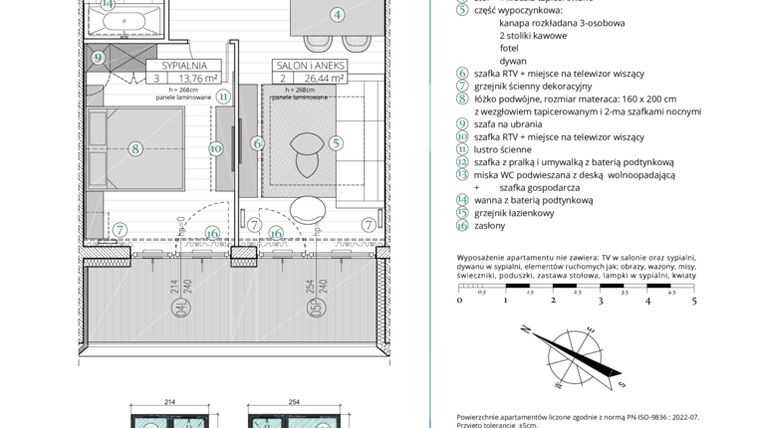 Rzut - Mieszkanie na sprzedaż 2 pokoje o powierzchni 49,46 m² - numer A.2.3 w Remedium