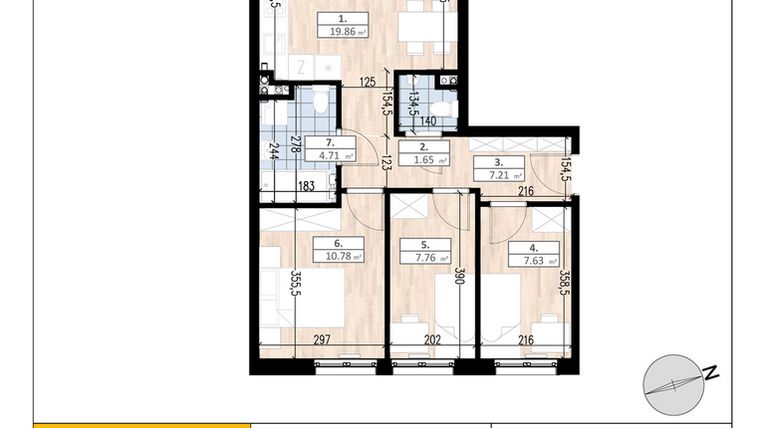 Rzut - Mieszkanie na sprzedaż 4 pokoje o powierzchni 59,6 m² - numer C3/1/1 w ACCANTO