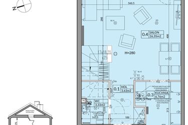 Rzut - Dom na sprzedaż 4 pokoje o powierzchni 82,07 m² - numer 105A w Nova Magdalenka 7 etap IV-VI