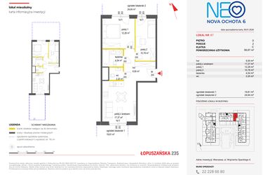 Rzut - Mieszkanie na sprzedaż 2 pokoje o powierzchni 56,67 m² - numer 87 w Neo Nova Ochota 6