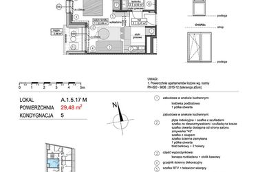 Rzut - Mieszkanie na sprzedaż 1 pokój o powierzchni 29,42 m² - numer A.1.5.17M w Mikołajki Apartamenty