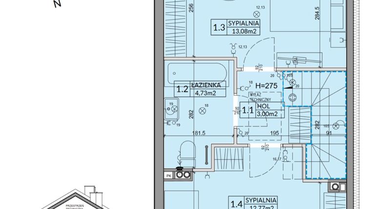 Rzut - Dom na sprzedaż 3 pokoje o powierzchni 72,53 m² - numer 65A w Nova Magdalenka 7 etap VII-VIII
