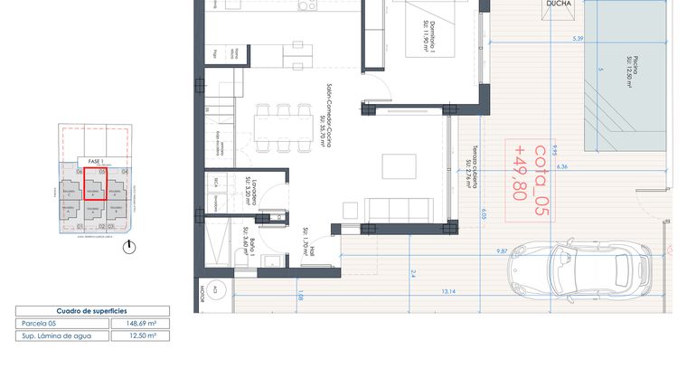 Rzut - Dom na sprzedaż 3 pokoje o powierzchni 138,21 m² - numer 5 w Domy szeregowe w Benijófar - 78650137