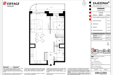 Rzut - Mieszkanie na sprzedaż 1 pokój o powierzchni 59,81 m² - numer B.A.4.1 w Zajezdnia