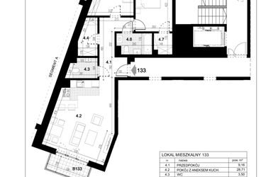 Rzut - Mieszkanie na sprzedaż 3 pokoje o powierzchni 73,73 m² - numer C.133 w Przewóz 4