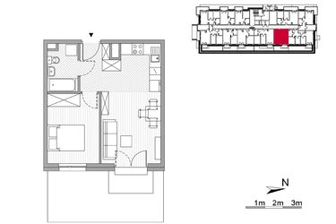 Rzut - Mieszkanie na sprzedaż 2 pokoje o powierzchni 37,25 m² - numer 4 w ul. Powstańców/os. Piastów bud. F