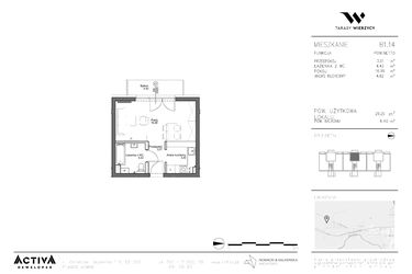 Rzut - Mieszkanie na sprzedaż 1 pokój o powierzchni 29,25 m² - numer B1.14 w Tarasy Wierzycy