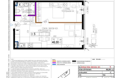 Rzut - Mieszkanie na sprzedaż 2 pokoje o powierzchni 46,01 m² - numer 5 w Strumykowa