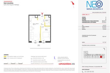 Rzut - Mieszkanie na sprzedaż 2 pokoje o powierzchni 38,26 m² - numer 78 w Neo Nova Ochota 2