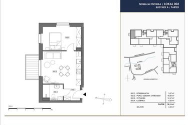 Rzut - Mieszkanie na sprzedaż 2 pokoje o powierzchni 38,14 m² - numer A.002 w Nowa Młynówka