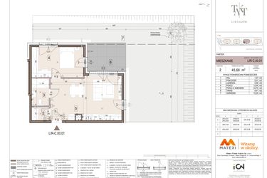 Rzut - Mieszkanie na sprzedaż 2 pokoje o powierzchni 45,66 m² - numer C.00.01 w Takt Lirników