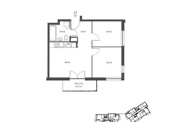Rzut - Mieszkanie na sprzedaż 3 pokoje o powierzchni 50,3 m² - numer 17 w Wzgórze Krzemionki II