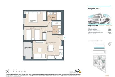 Rzut - Mieszkanie na sprzedaż 2 pokoje o powierzchni 65 m² - numer 1-D w Apartamenty w Benicasim - 40302107