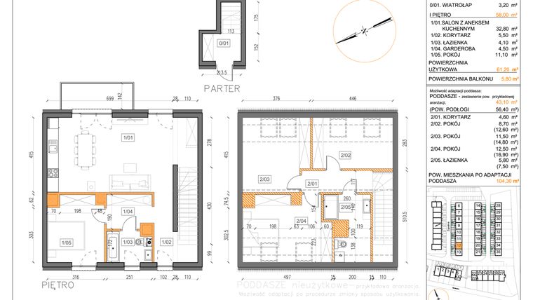 Rzut - Mieszkanie na sprzedaż 3 pokoje o powierzchni 61,2 m² - numer 12A w Małe Wilczyce etap 9