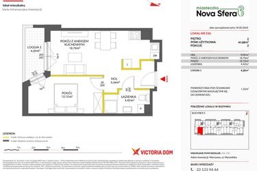 Rzut - Mieszkanie na sprzedaż 2 pokoje o powierzchni 41,6 m² - numer 236 w Miasteczko Nova Sfera 3