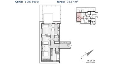 Rzut - Mieszkanie na sprzedaż 4 pokoje o powierzchni 72,5 m² - numer 1.2-2 w Stawowa